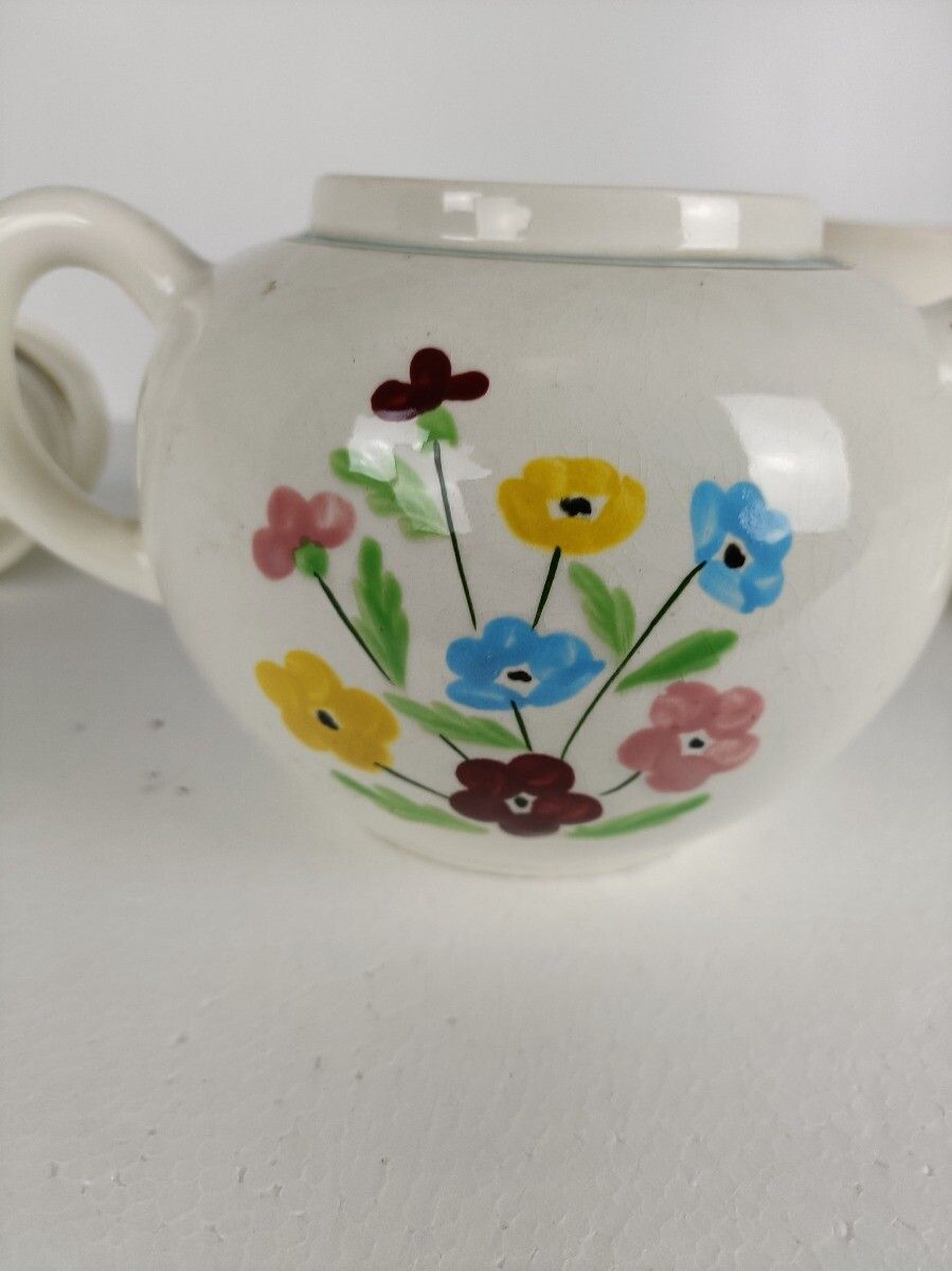 photo for sale Set Of 4 Ceramic Tea Coffee Pot Sugar Bowl Milk Jar France Salins Feu D'artifice