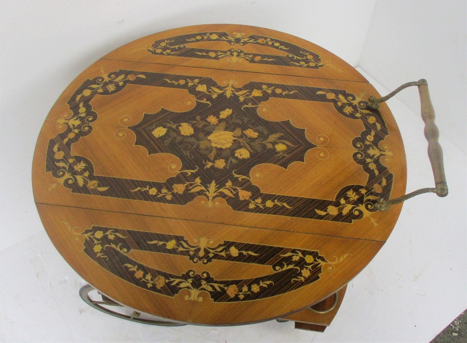 Retro Bar Cocktail Tea Entertainment Cart Trolley Inlay Marquetry Gate Leg Italy photo for sale