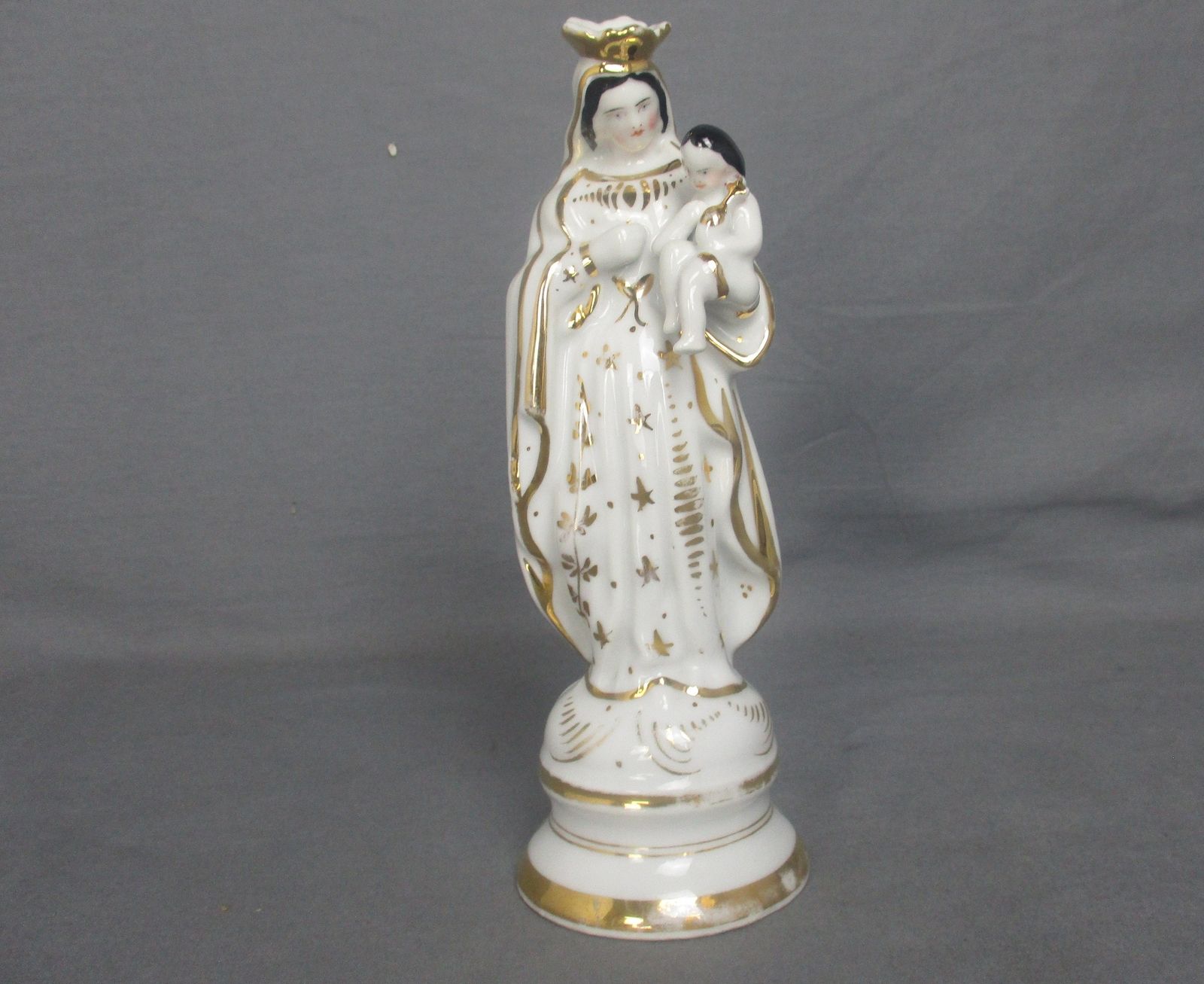 Antique 1900 Vieux Paris Porcelain Bisque Statue Virgin Mary Infant Jesus 8.26&Q photo furniture