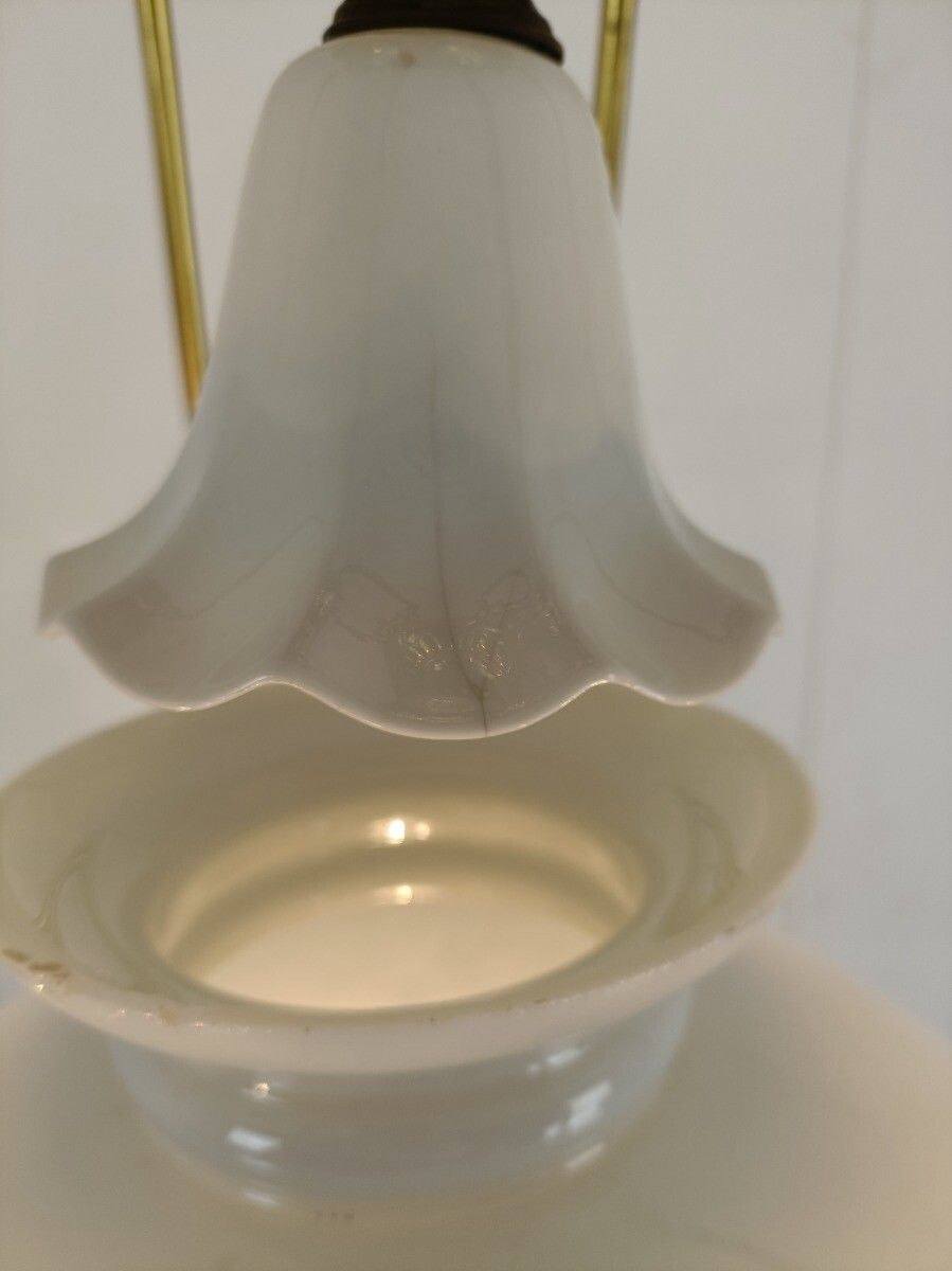 photo for sale Art Nouveau Xl Chandelier Bronze Dore Copper Opanine Glass Shade 10 Lights