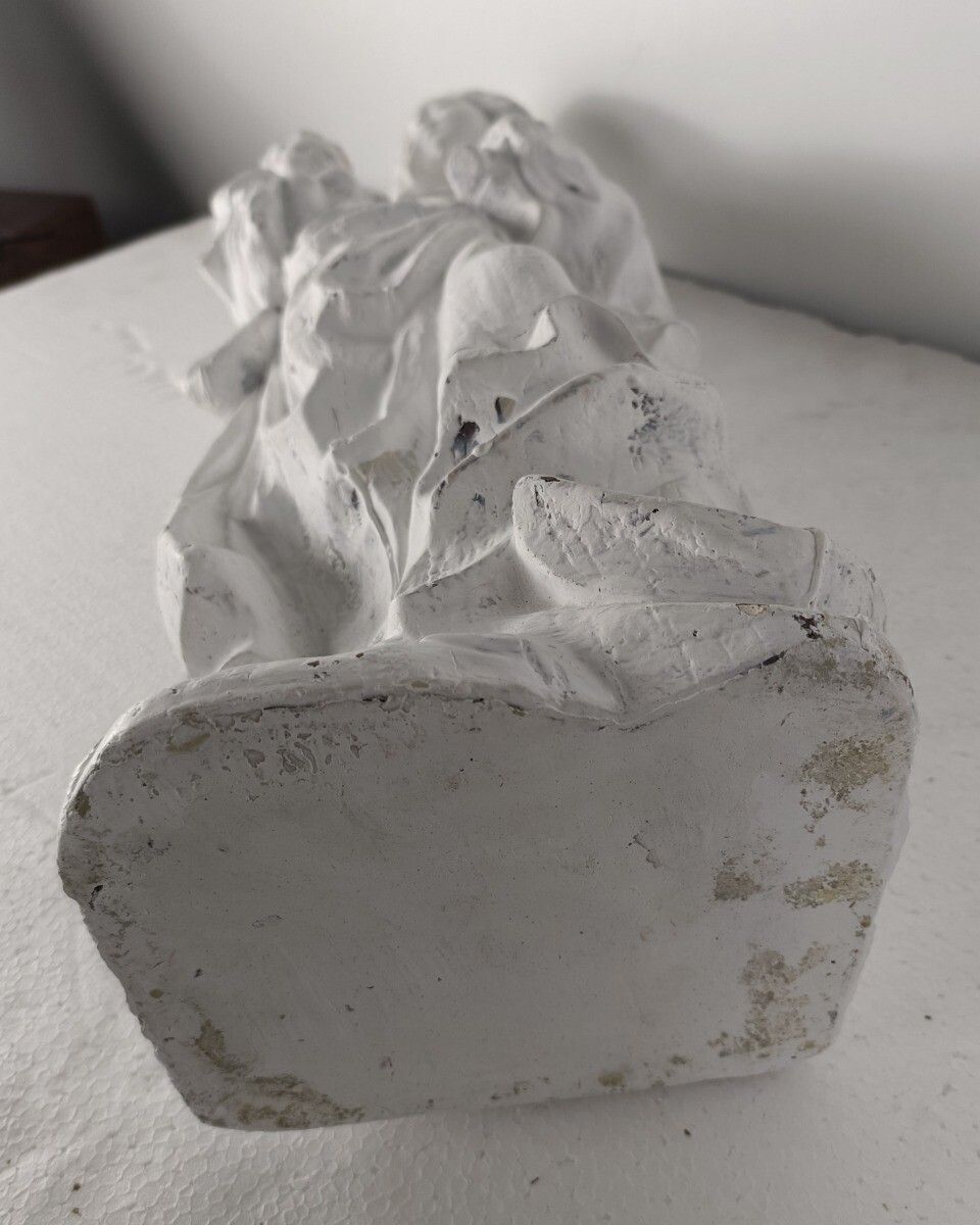 White Painted Plaster Statue Virgin Mary Infant Jesus Vintage Madonna Holding Sc photo vintage