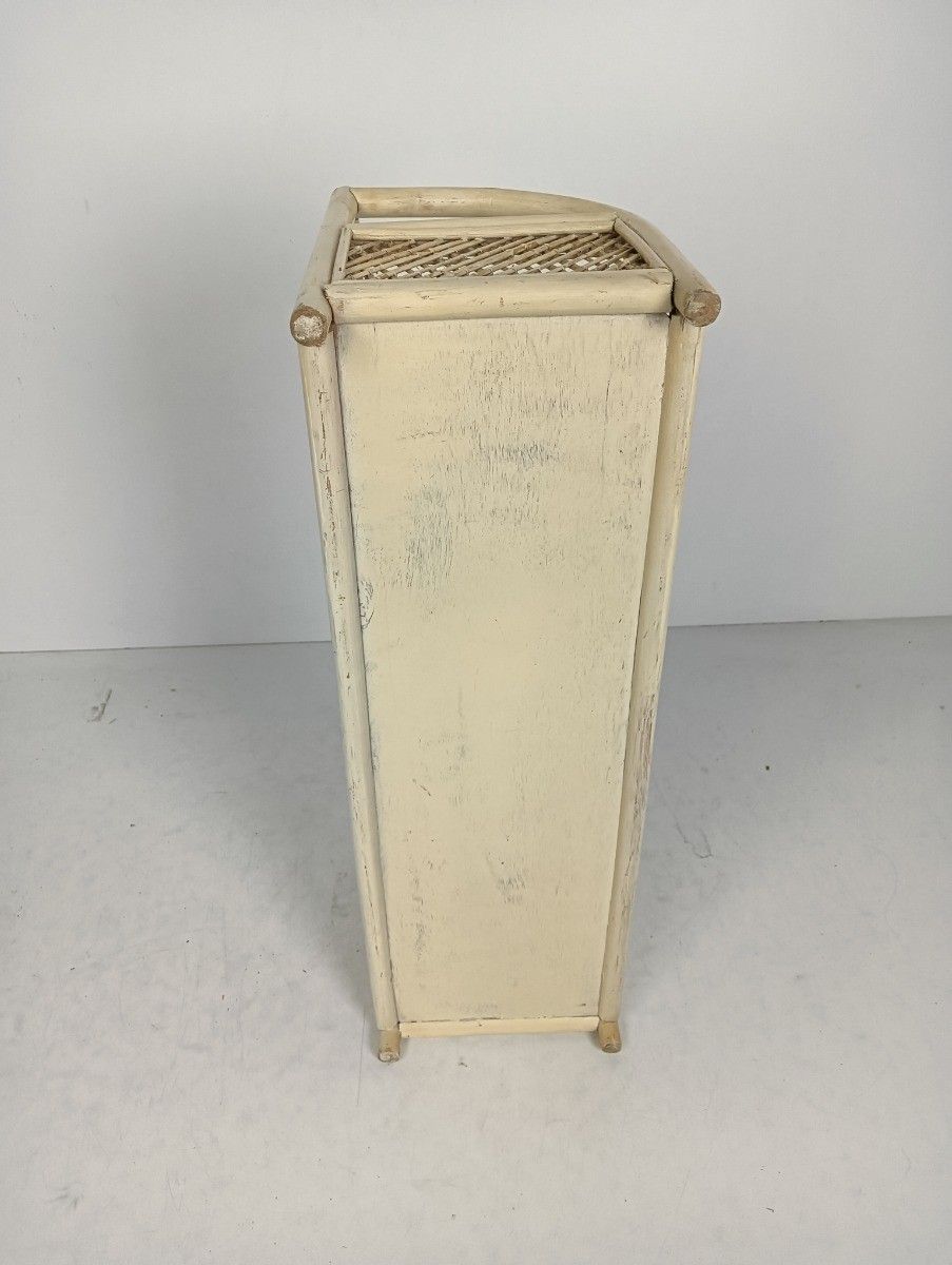 Vintage Hanging Standing Rack Rapandi Style Rattan Painted White French photo vintage