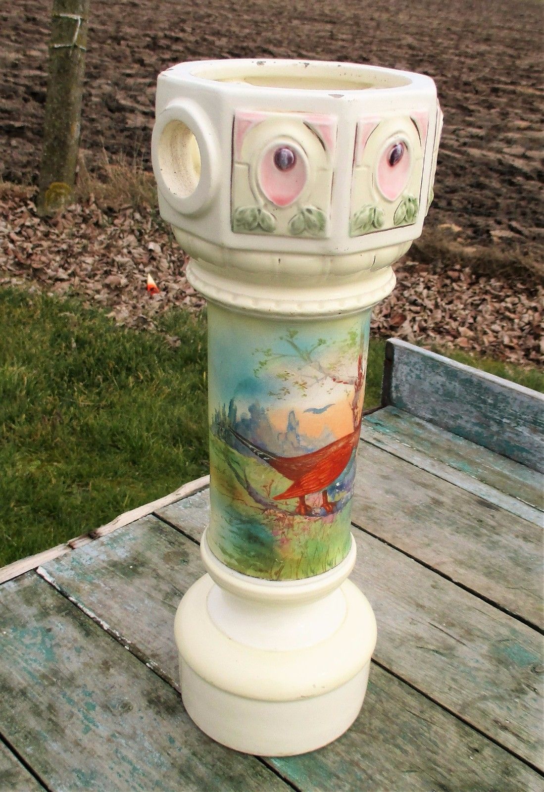 Antique Rare Porcelain Beer Faucet Tap Bird Gorgeous Decorative photo for sale