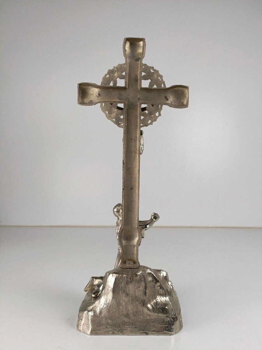 Standing Crucifix Cross Golgotha Crucifixion Calvary Jesus Christ Mary Magdalene photo vintage