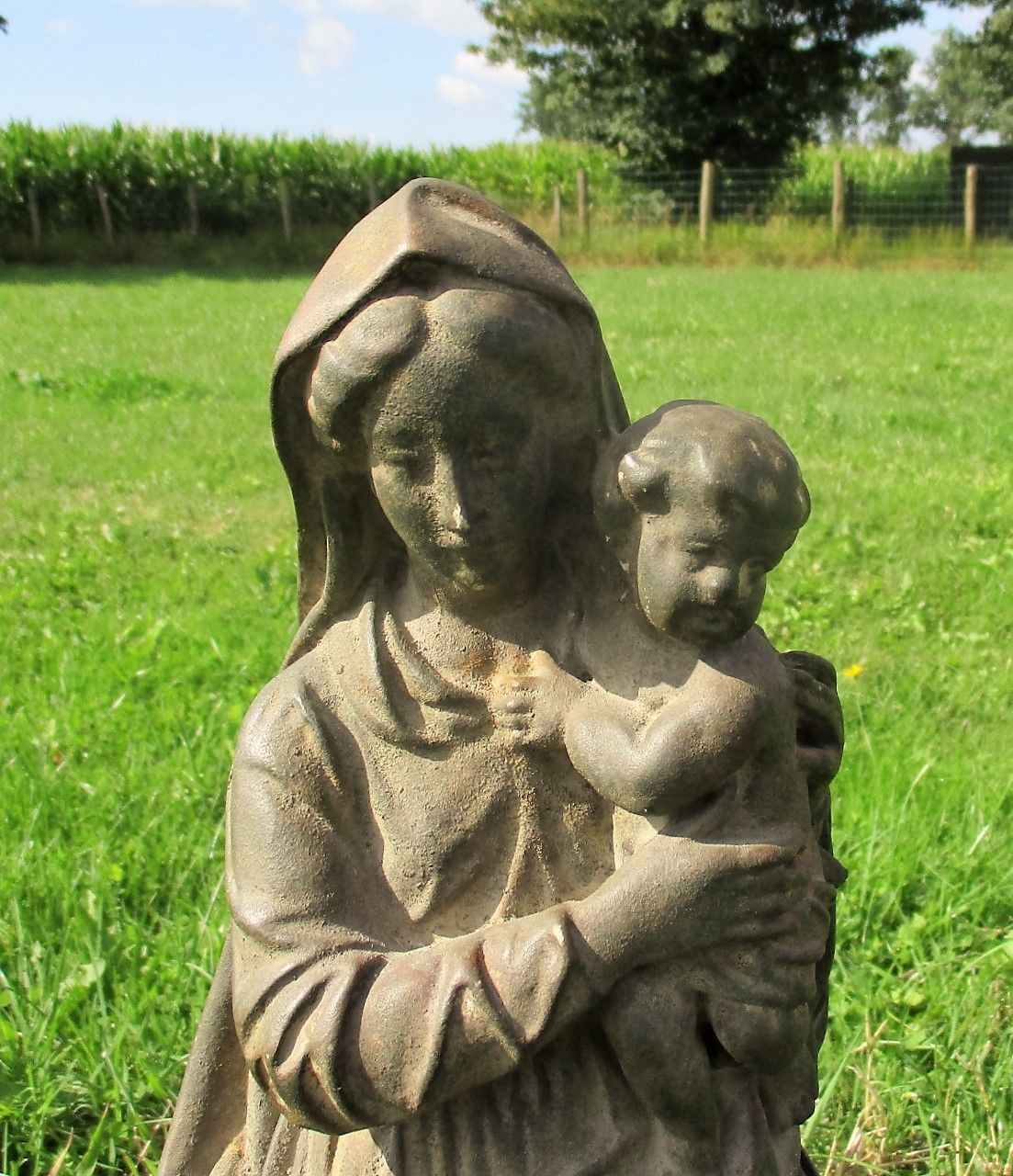 Large Statue Virgin Mary Madonna Holy Mother Infant Child Plaster 17.32" photo 215.0