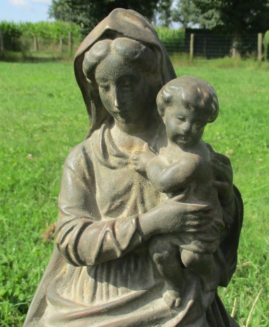 photo furniture Large Statue Virgin Mary Madonna Holy Mother Infant Child Plaster 17.32"