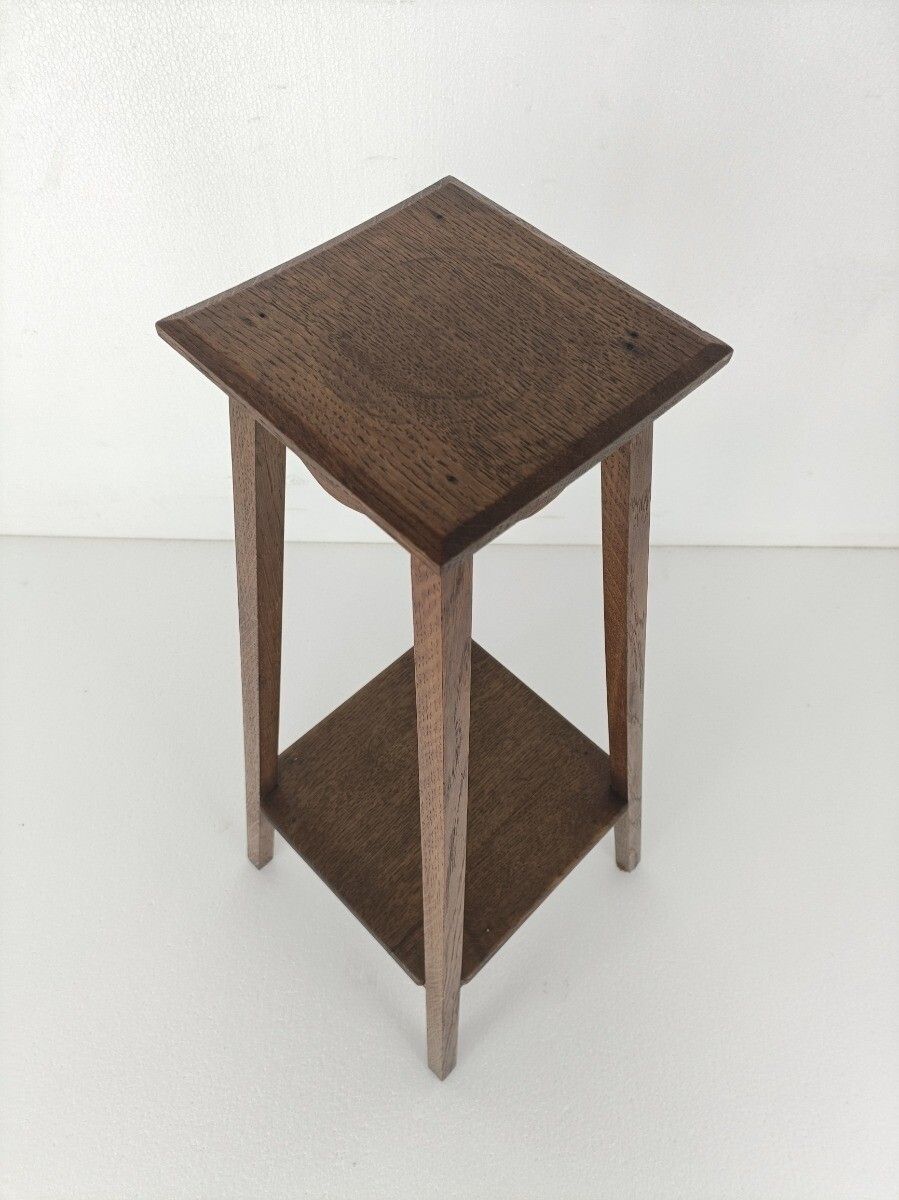 Vintage Wood Oak Pedestal Display Table Plant Bonsai Stand Two Tier Barn Country photo Home Decor