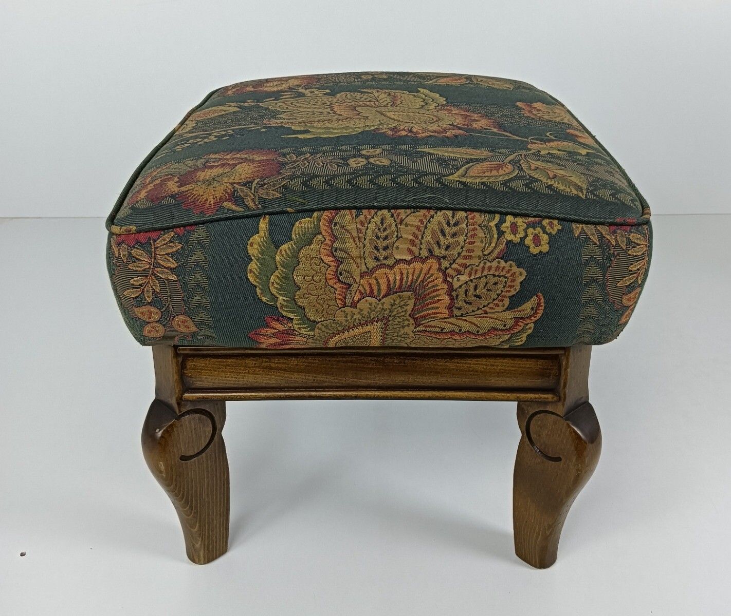 Special Adjustable Foot Stool Rest Ottoman Wood Tapistry  Fabric Funky Rare photo Furniture