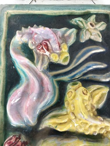 Vintage Italian  Wall Hanging Ceramic Pottery Fish Decor Sealife Polychrome Bas photo buy
