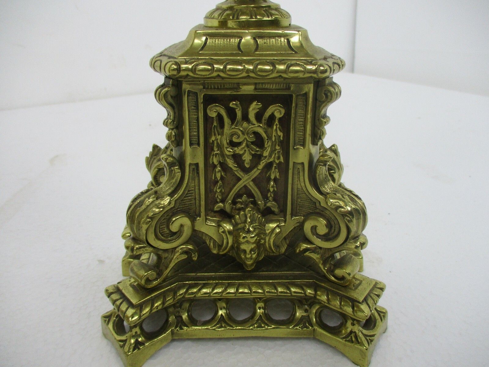 3 Piece Garniture Mantle Set 5 Arm Candelabras Clock Set Working Ornate Antique photo furniture