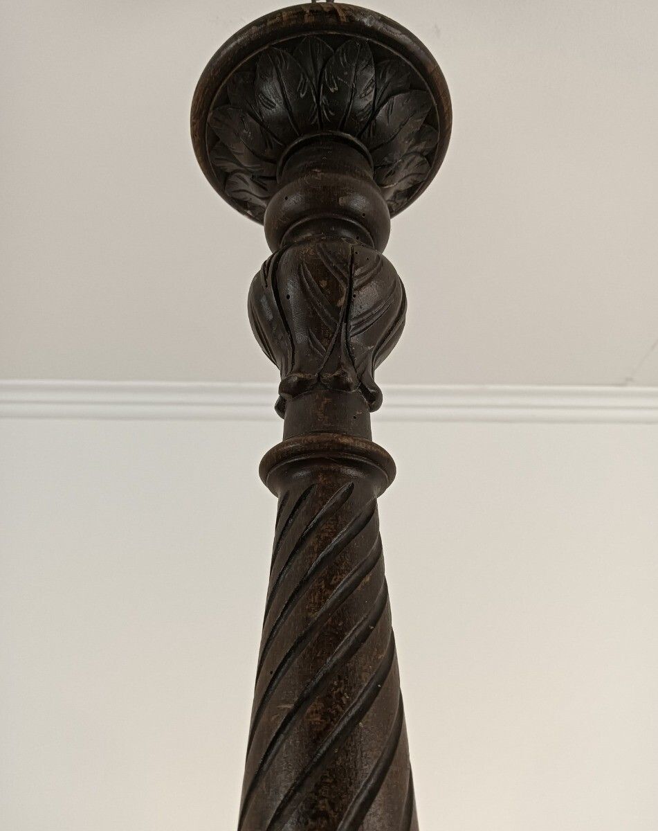 Chandelier Vintage Carved Wood Country Style 3 Lights Arms Fixture Light Barn St photo vinterior