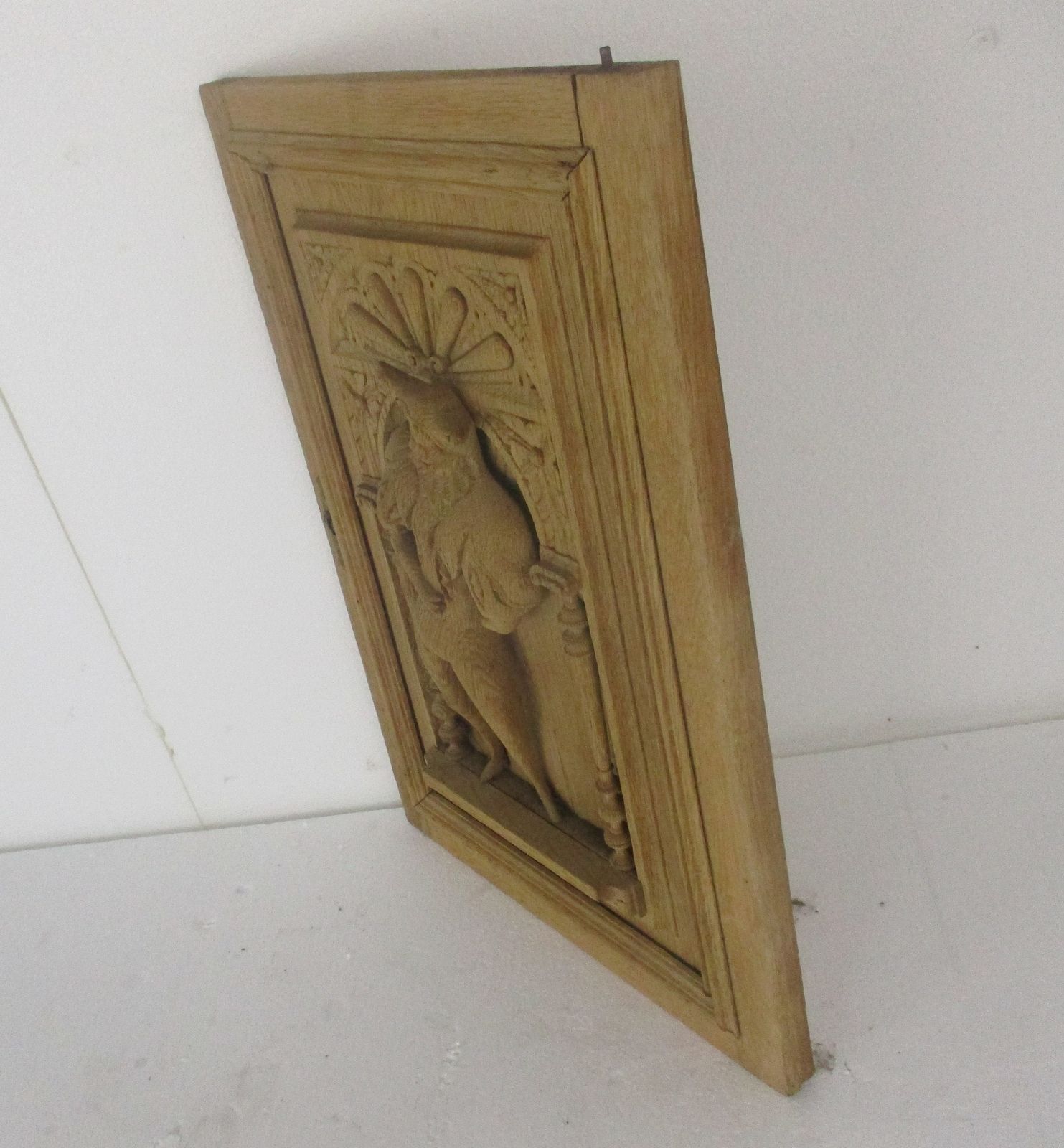 Antique Hand Carved Wood Door Panel Reclaimed Architectural Medieval Jester Sand photo vinterior
