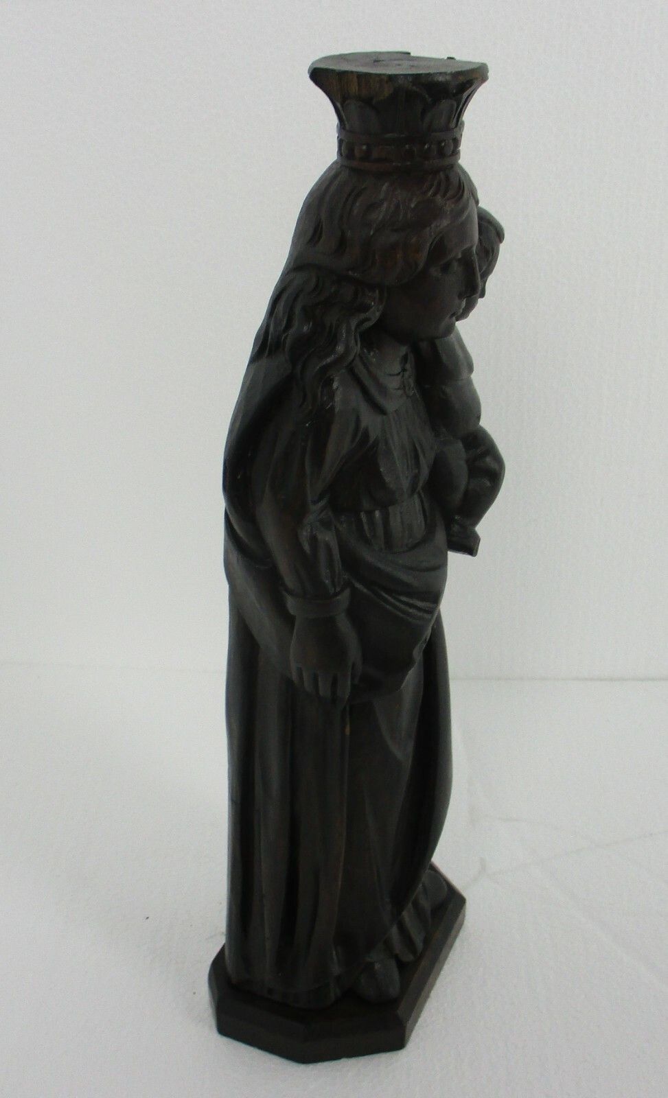 Virgin Mary Madonna And Infant Child Jesus Hand Carved Wood Statue Sculpture photo vinterior