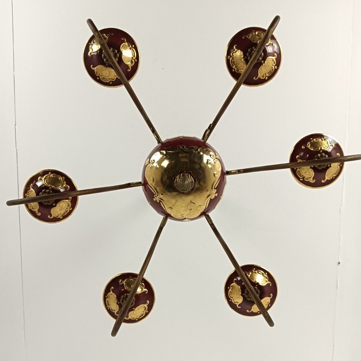 Venetian Italian Porcelain Pottery Faience Chandelier Vintage 6 Lights Beautiful photo buy
