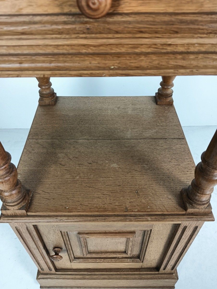 Art Deco Nightstand Antique End Table Bedroom Cabinet Wood Marble Top Two Tier photo vinterior