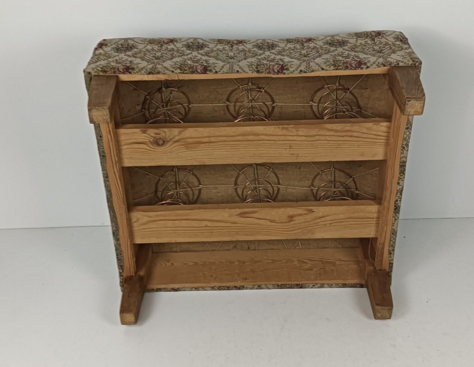 Antique Footstool Ottoman  Wood Foot Rest 20th Century Hobnails Gorgeous Large P photo buy