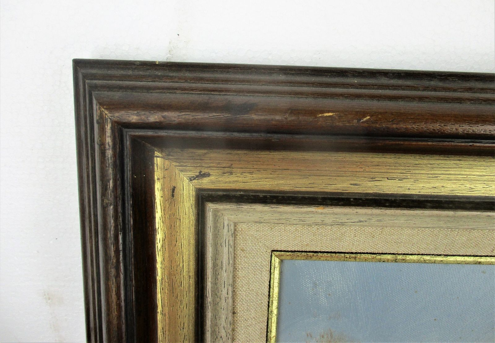 Small Lovely Oil Painting On Canvas Framed Landscape Wood Cabin photo vinterior