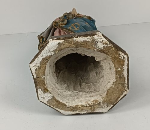 970.0 Large Antique Polychrome Madonna Statue Church Monastery Plaster Neo Gothic Virg photo