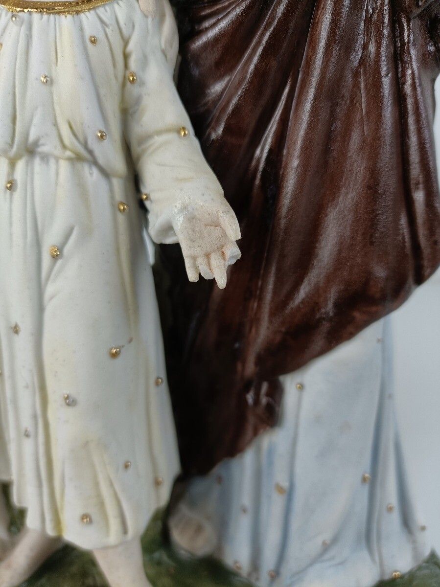 photo furniture Statue Holy Family Porcelain Saint Joseph Infant Jesus Virgin Mary Vintage Polyc