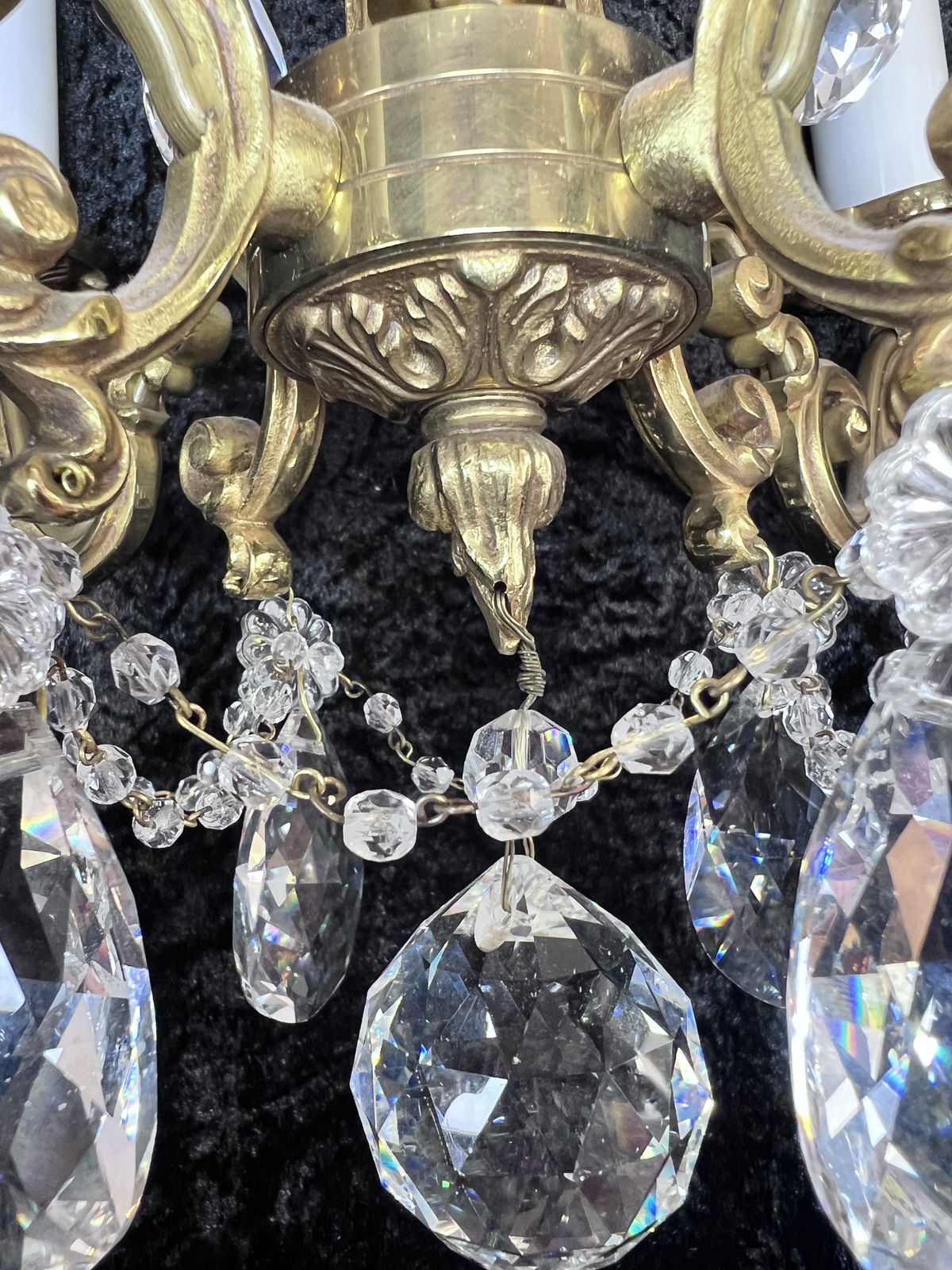 photo for sale A Four Light Antique Gilt Brass French Chandelier