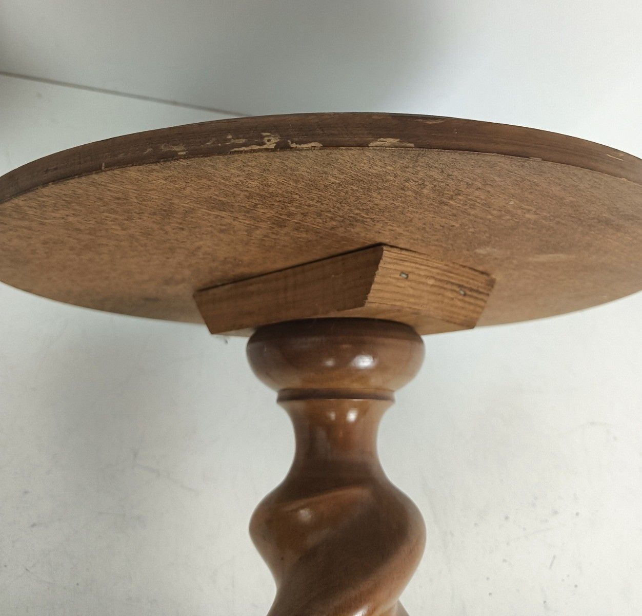 Pair Lovely Vintage Barley Twist Carved Wood Pedestals Tripod Legs, Side Tables photo buy