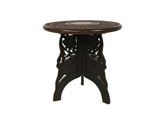 Lovely Ornate Carved Wooden Plant Stand Pedestal Side Table Bonsai Table Inlay V