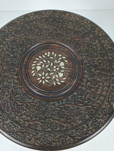 Lovely Ornate Carved Wooden Plant Stand Pedestal Side Table Bonsai Table Inlay V photo 142.0