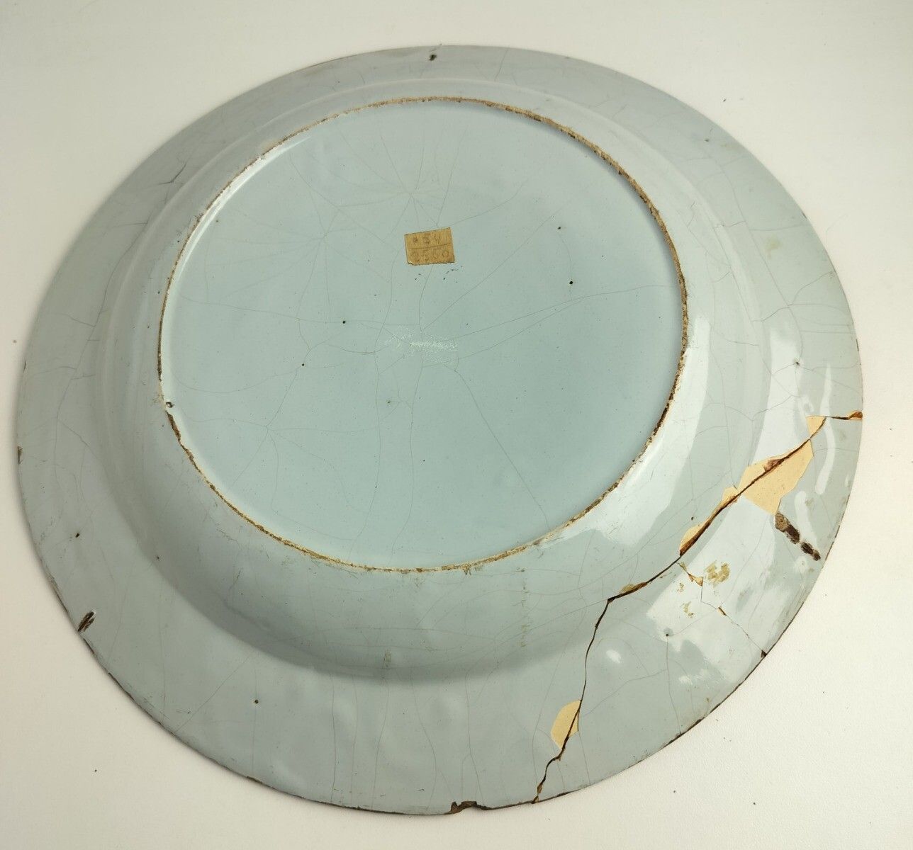 19th Century Delft Wall Hanging Charger Plate Blue White Antique Flowers Pattern photo buy