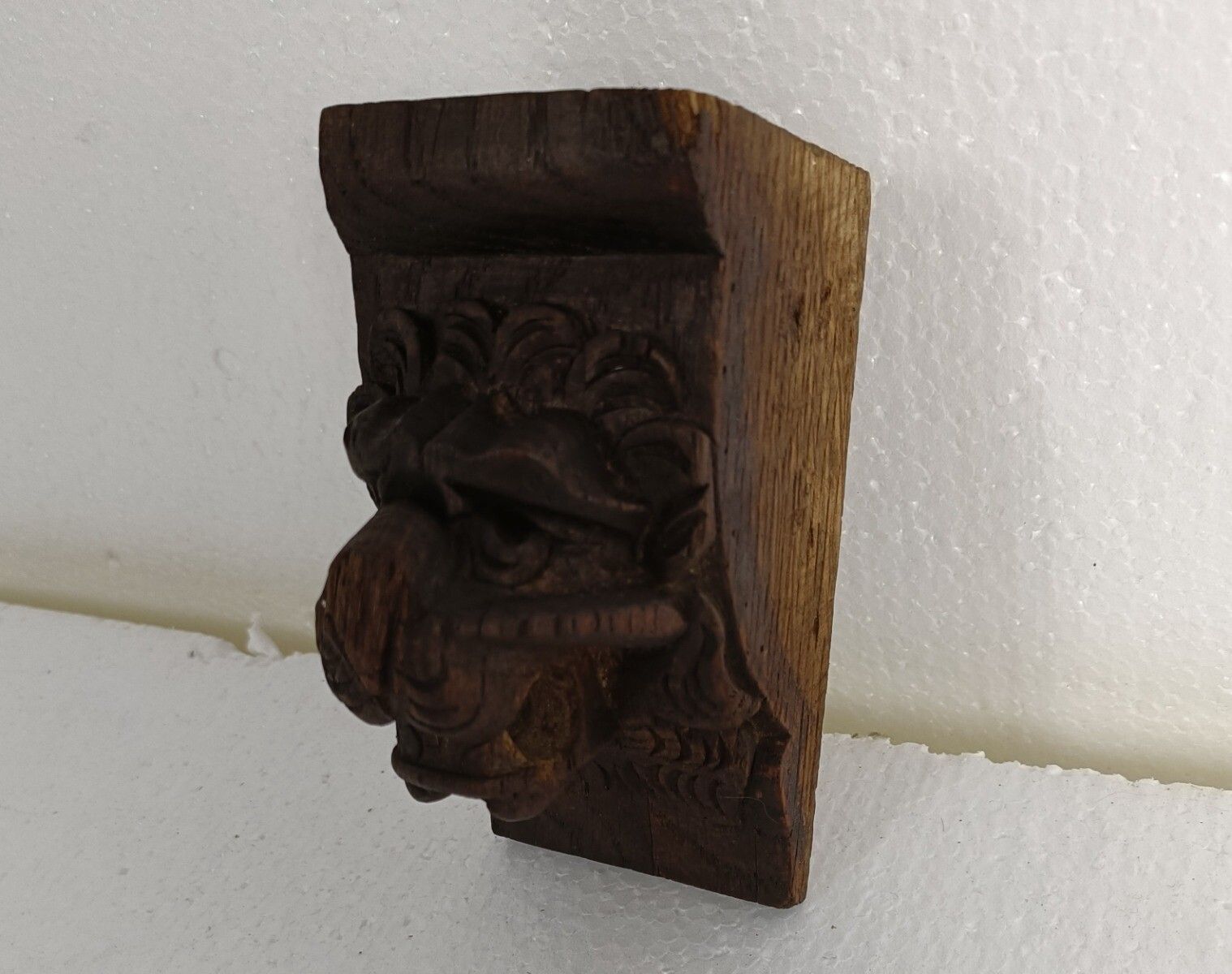 Antique Corbel Hand Carved Wood Architectural Reclaimed Lion Head Trim Salvaged photo for sale