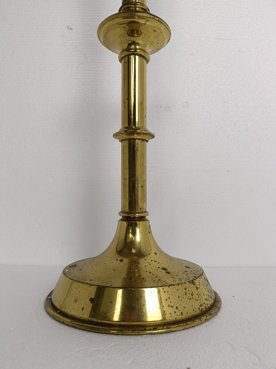Antique Candle Holder Candle Stick Church  Chapel Altar Monastery Brass Gothic B photo for sale