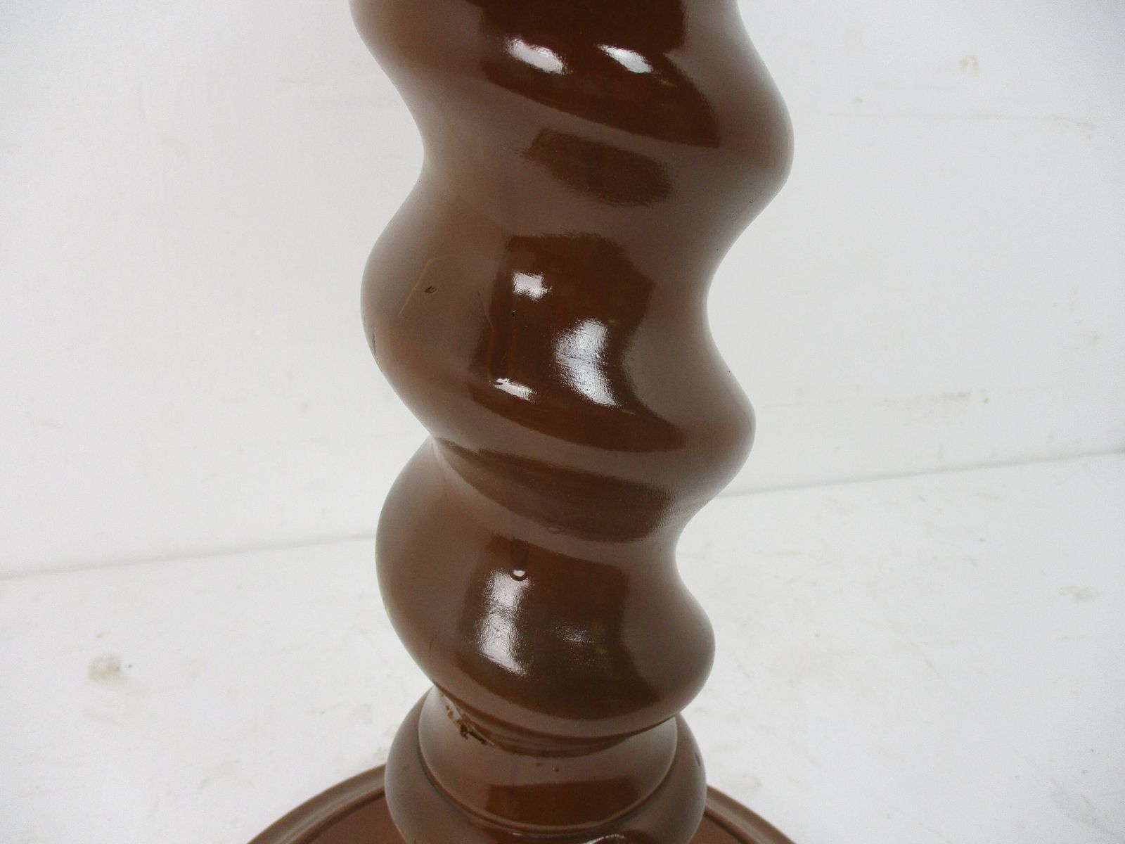 Large Hand Carved Wood Barley Twist Pedestal Display Side Table Plant Stand 24.0 photo vintage