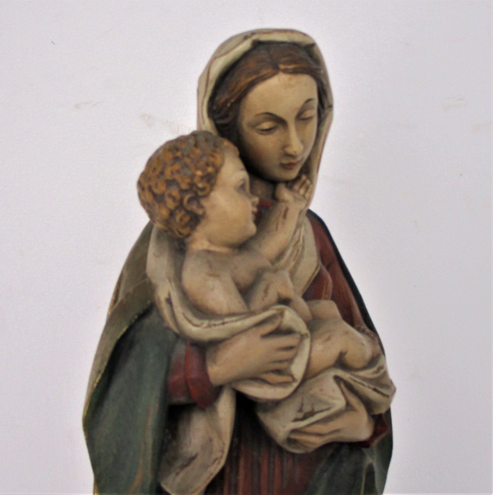 Xl Virgin Mary Madonna Infant Child  Wooden Statue Chapel  Polychrome 21.25" photo 631.0