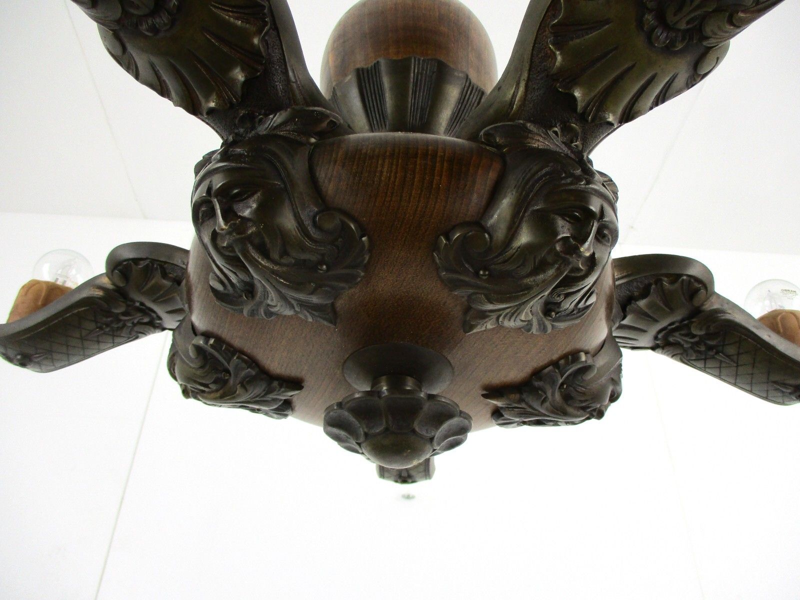 Gothic Ornate Brass  Bronze Wood 5 Lights Chandelier Revival Empire Stunning photo 631.0