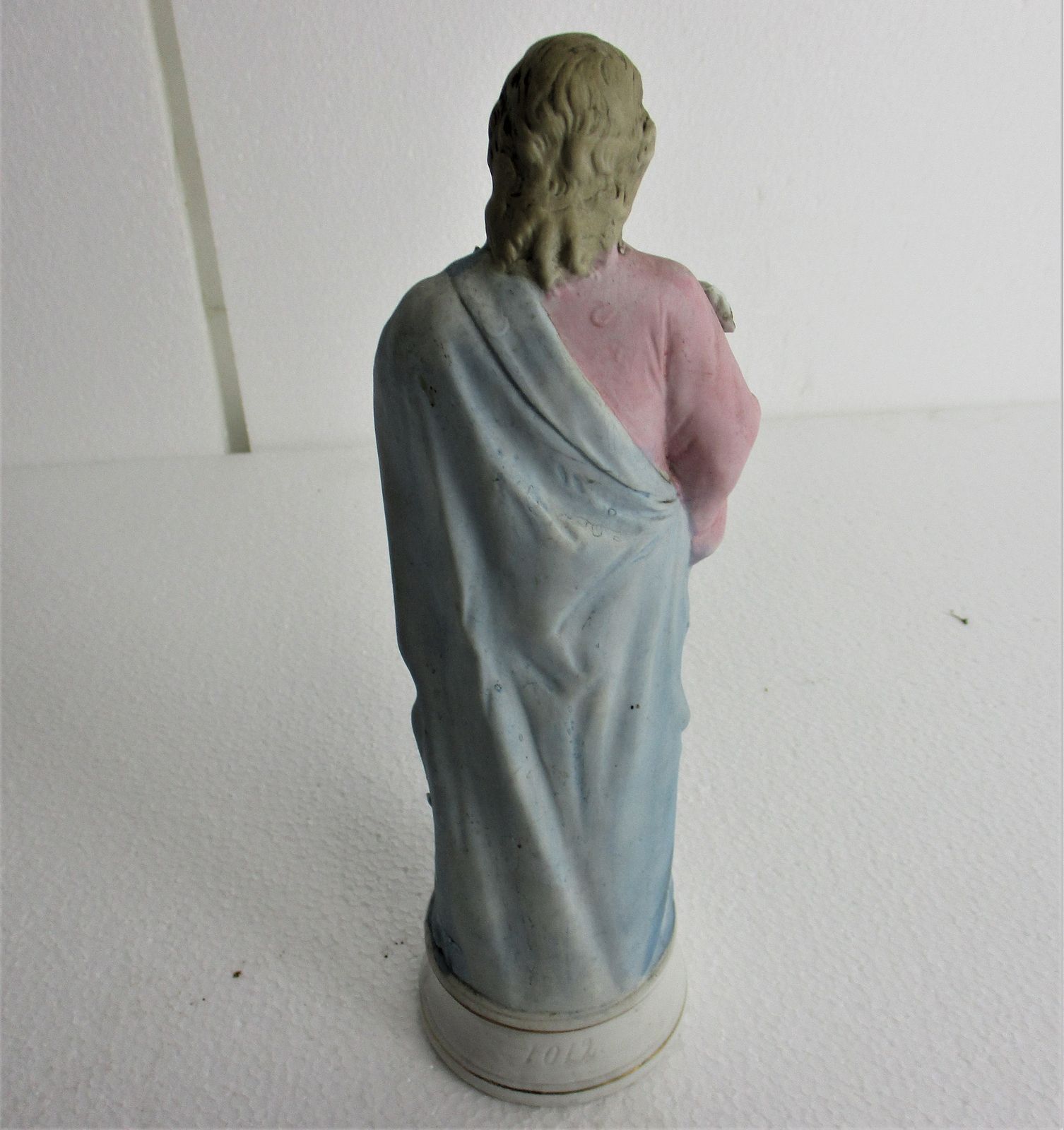 Antique Statue Saint Joseph Protector Of Homes Bisque Porcelain Lovely Pastel Pi photo vinterior