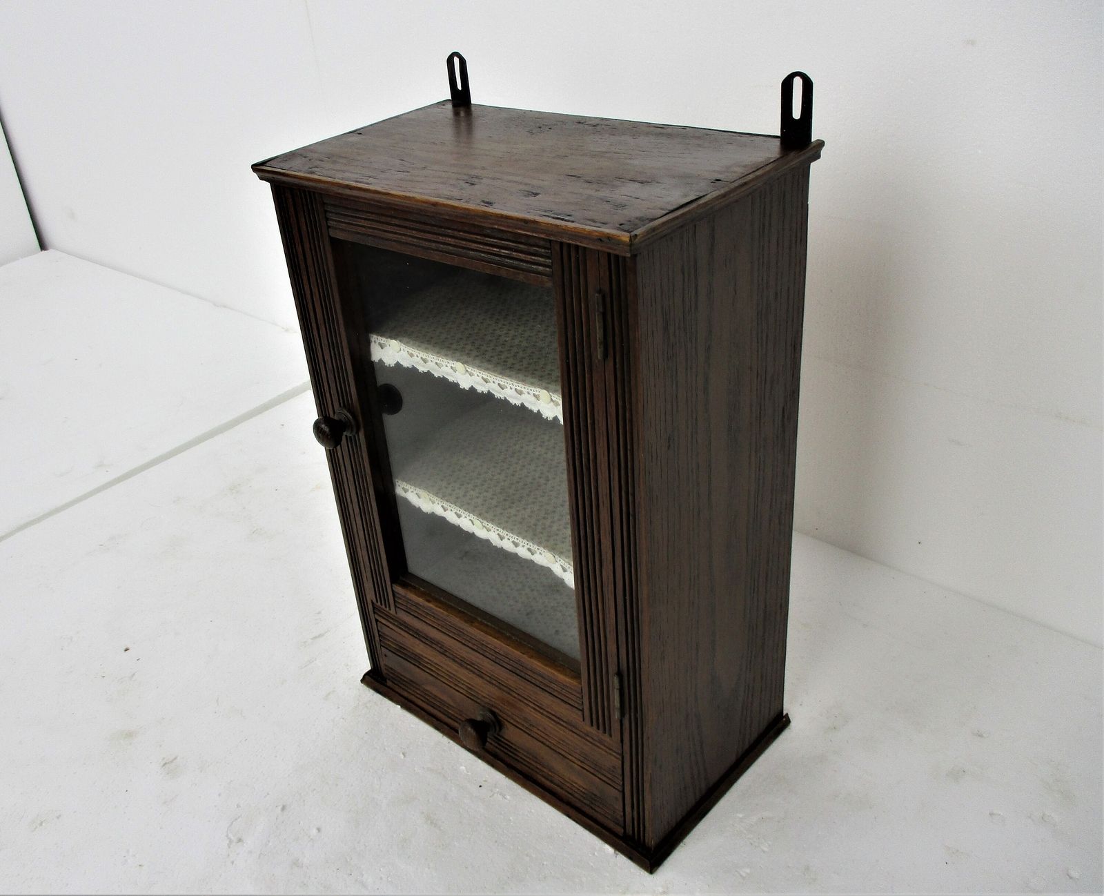 Vintage Kitchen Apothecary Bathroom Wall Cabinet Display Glass Door Lovely Oak photo 223.0