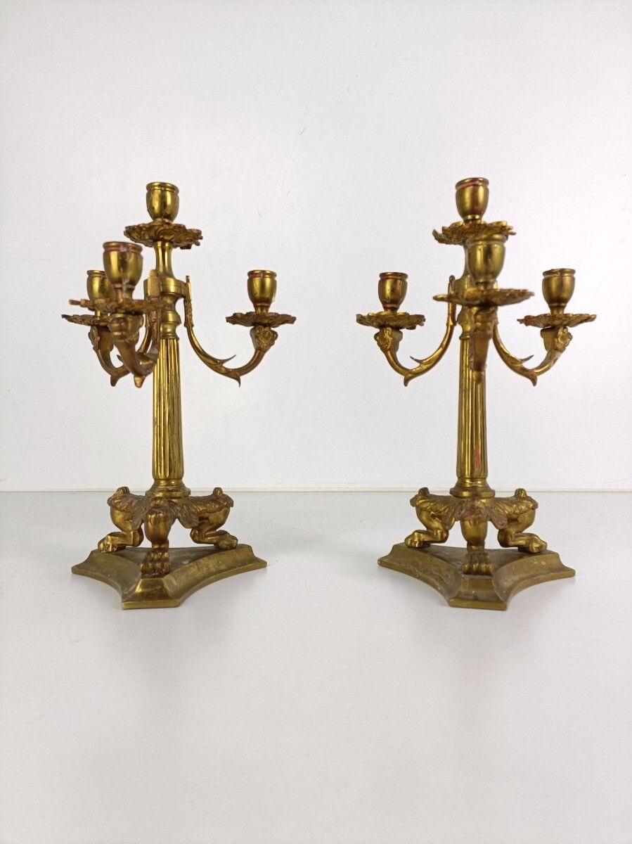 Stunning Couple Of Candle Holders Candle Sticks Candelabras 4 Arm  Empire Style photo vinterior