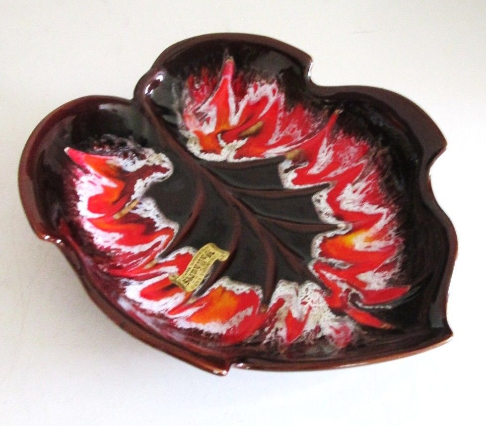 French Vintage Vallauris Leaf Serving Plate Platter Centerpiece Fruit Dish