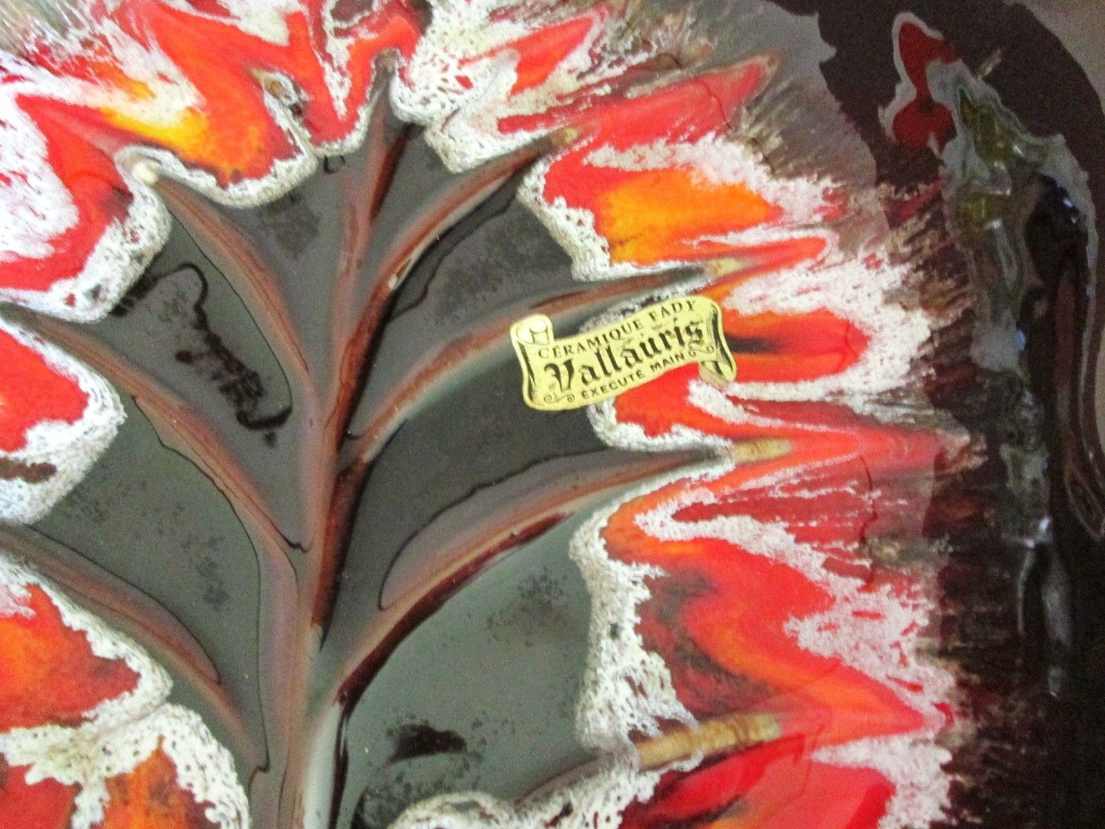 French Vintage Vallauris Leaf Serving Plate Platter Centerpiece Fruit Dish photo vinterior