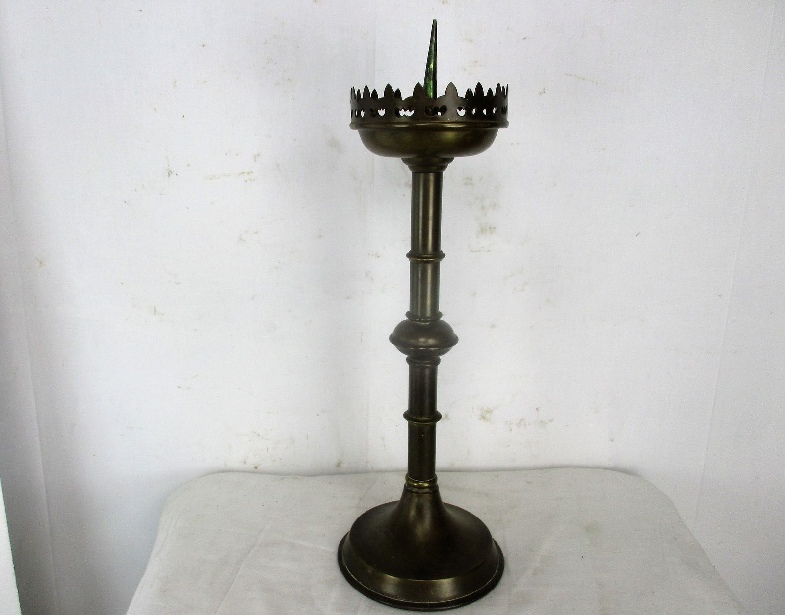 Large Antique Candle Holder Candlestick Church Altar Monastery Brass photo furniture