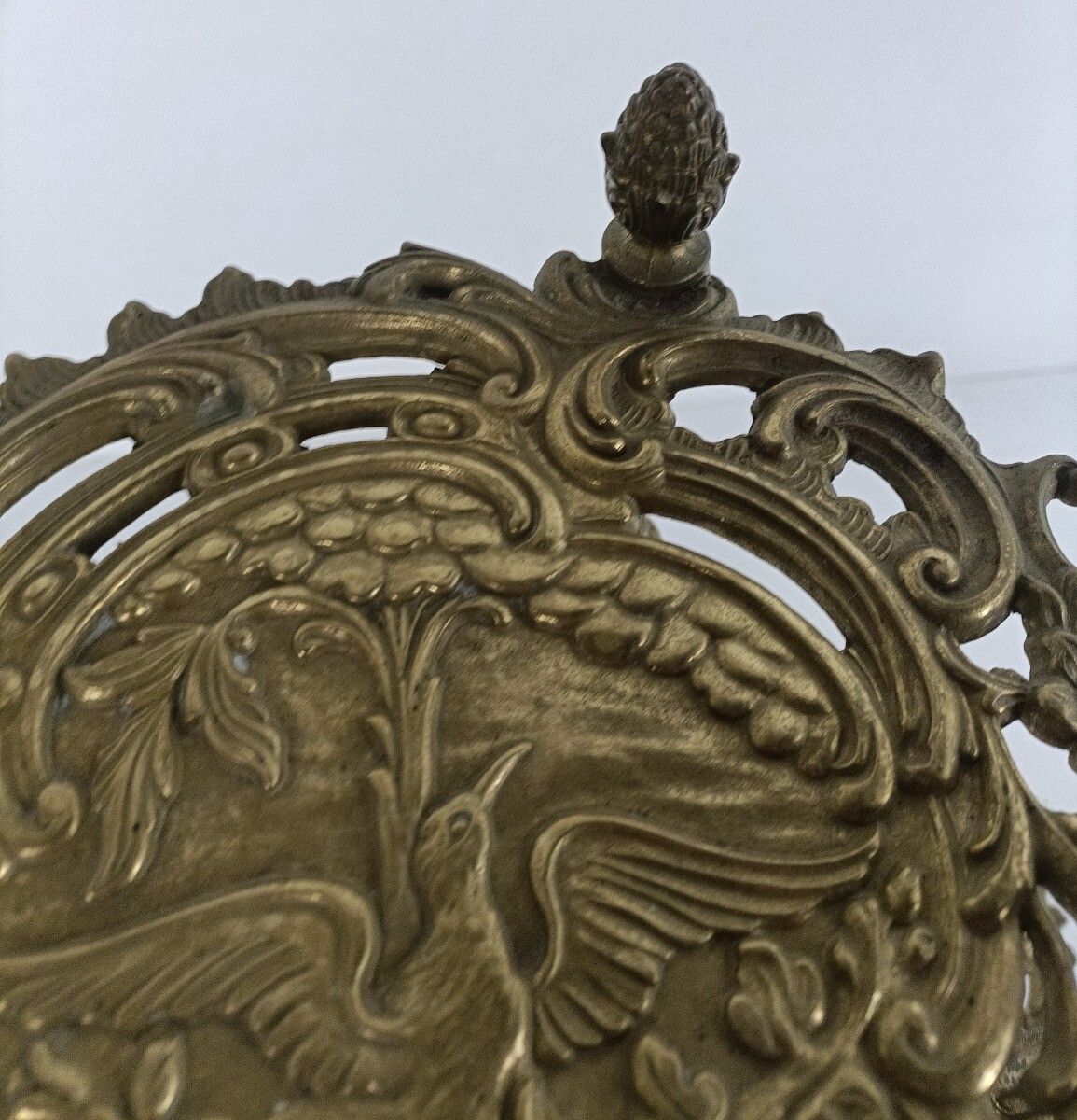 Ornate French Brass Pedestal Table Plant Stand 3 Tier Hollywood Regency Birds Wo photo Home Decor