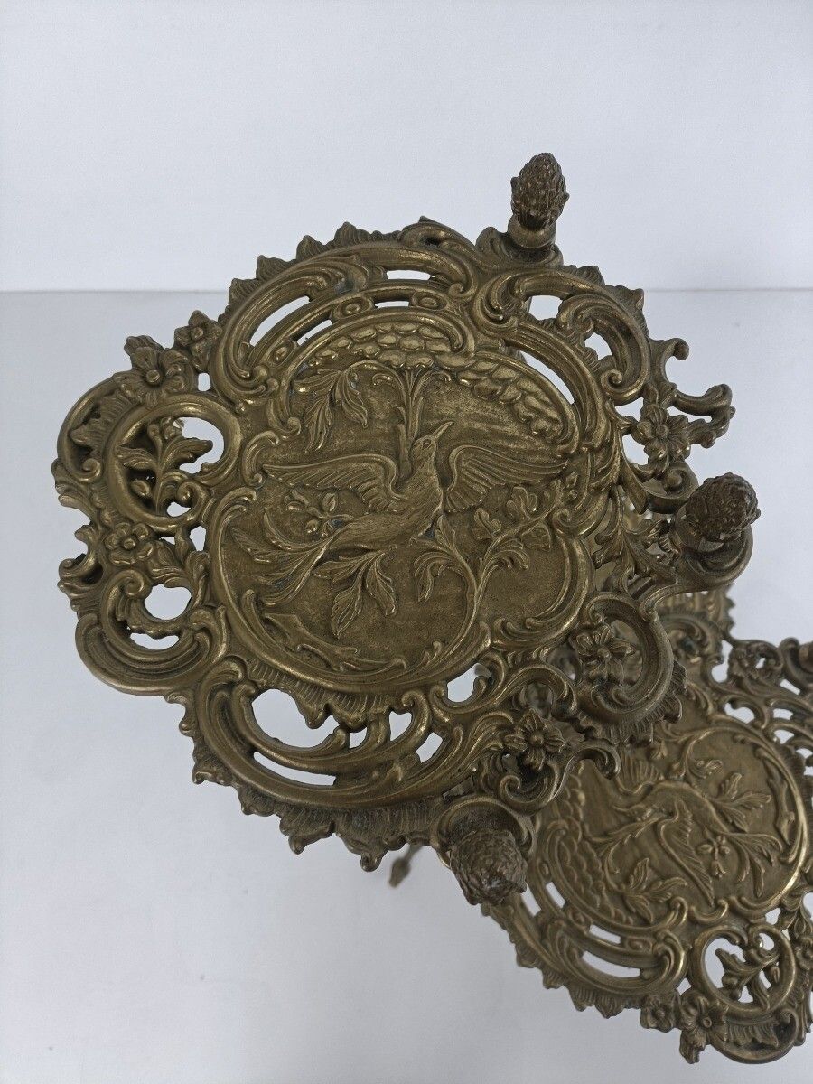 Ornate French Brass Pedestal Table Plant Stand 3 Tier Hollywood Regency Birds Wo photo buy