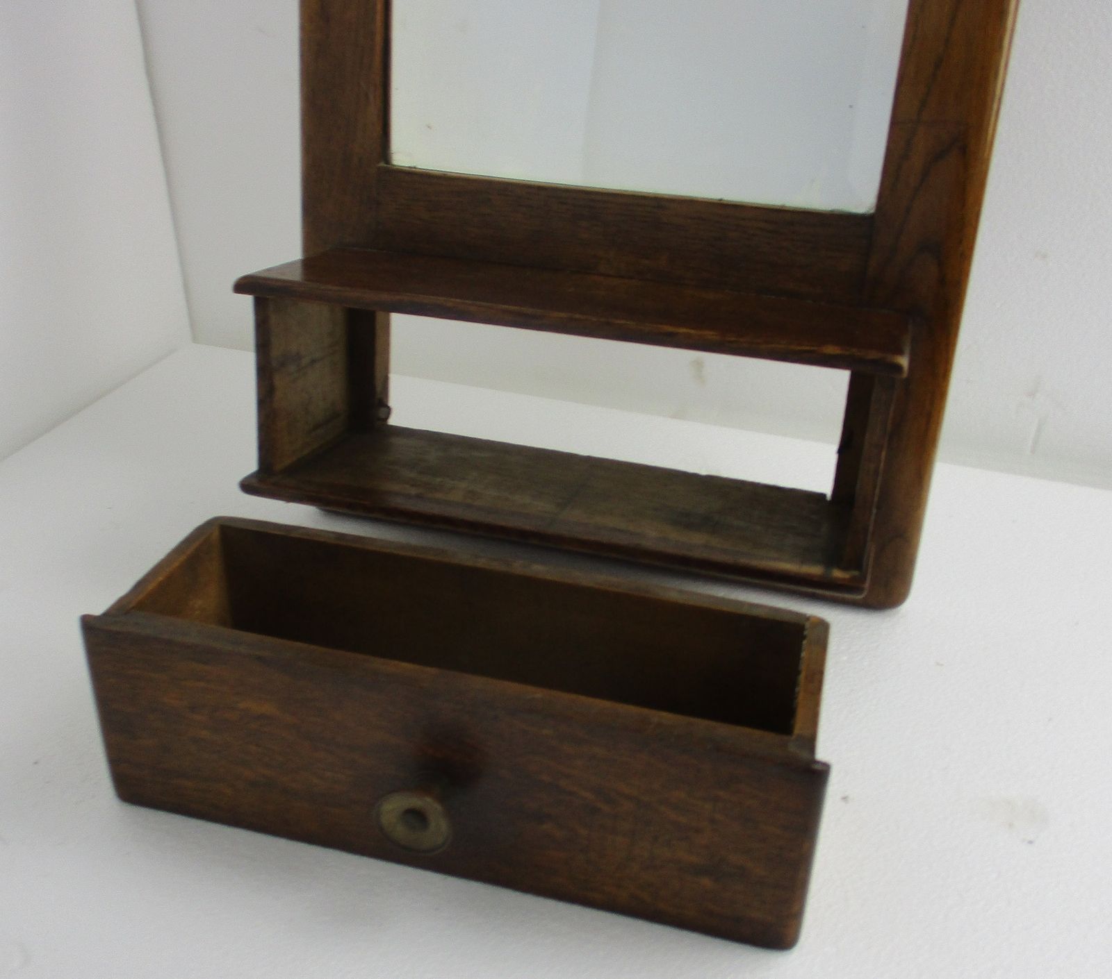 Hallway Cabinet Beveled Glass Mirror Hand Carved Antique Xl Htf Impressive photo 404.0