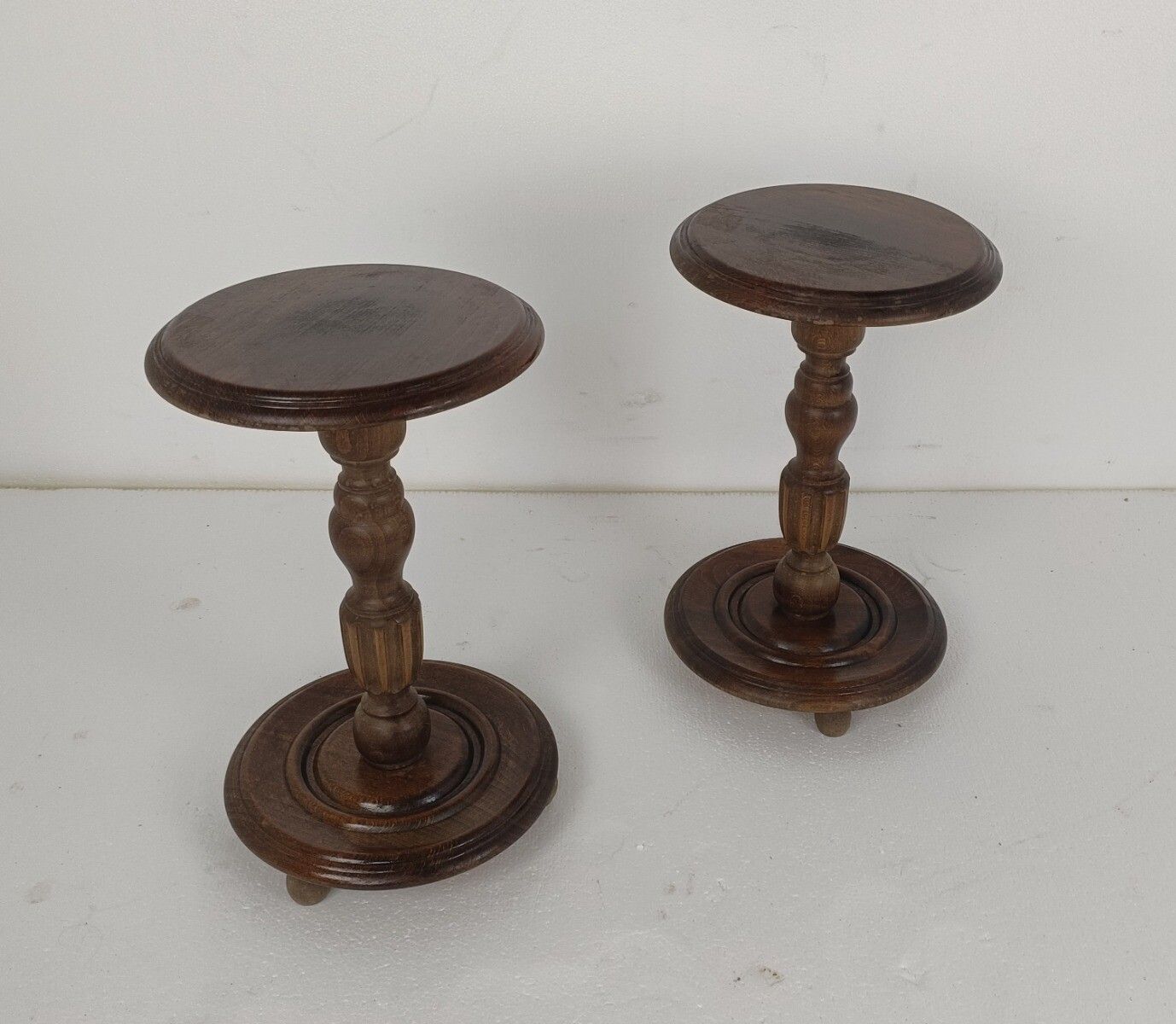 Pair Pedestal Plant Stands Bonsai Stand Vintage Side Table Occasional Table Barn photo for sale