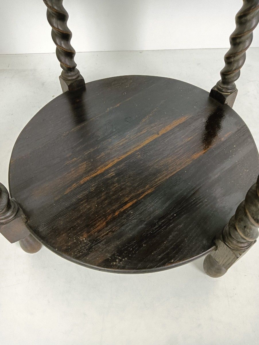 Barley Twist Hand Carved Wood Wooden Side Coffee Occasional Large Table Vintage photo vintage