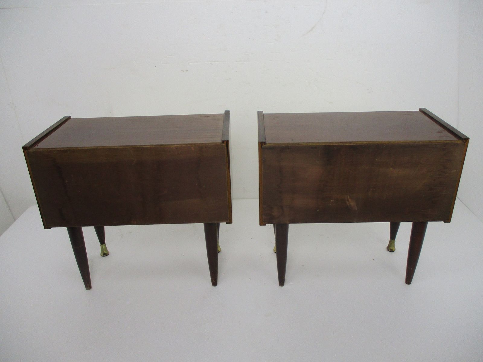 photo for sale Pair Couple Double Vintage Nightstands End Tables Mid Century Modern Wood Retro