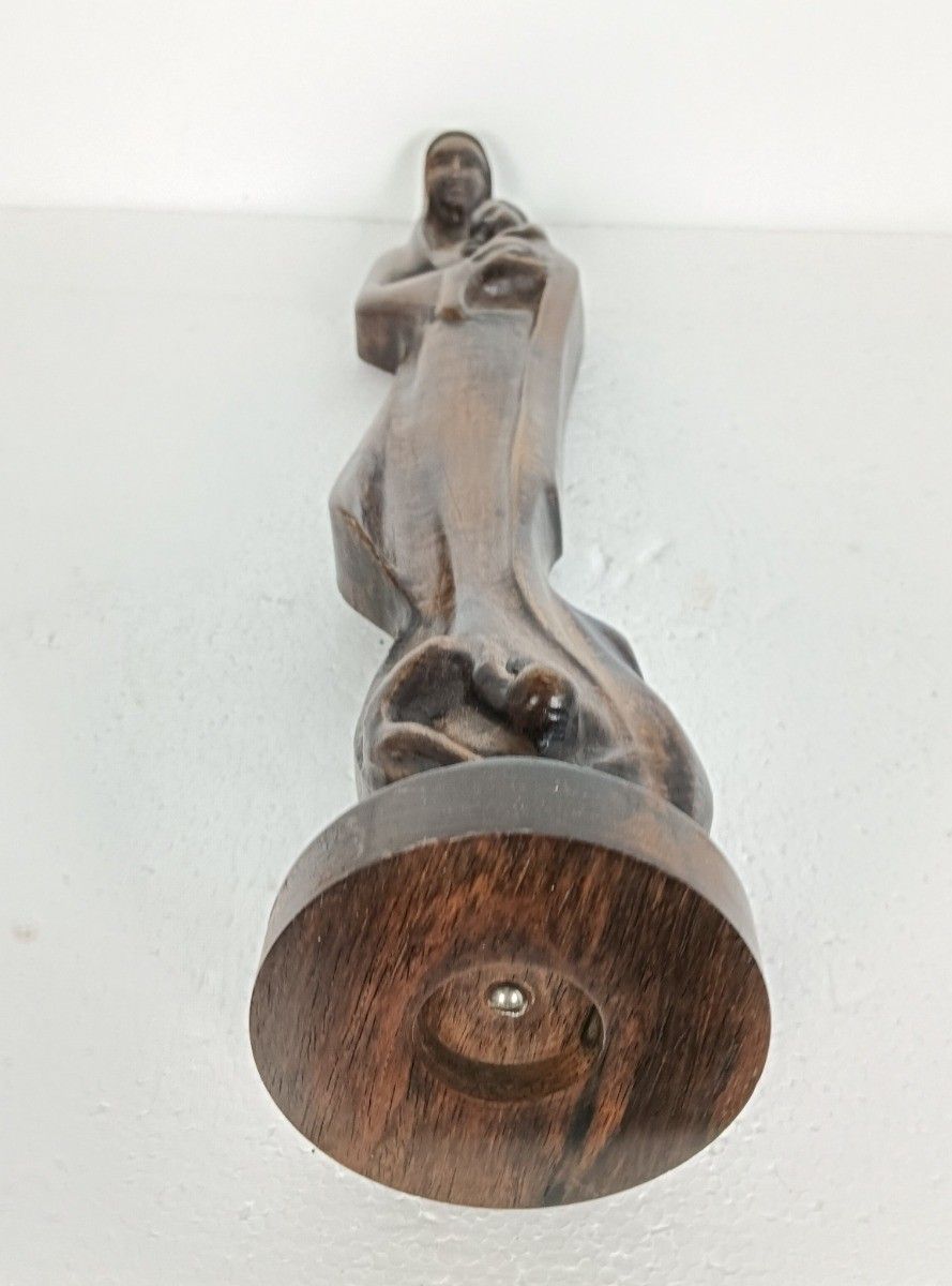 Wooden Statue Sculpture Vintage Carved Wood Virgin Mary Madonna With Infant Tend photo buy