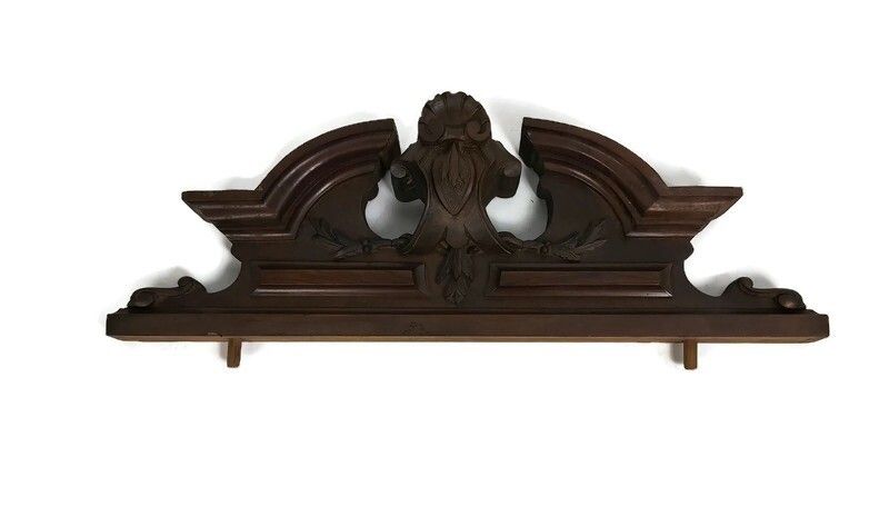 Medium  Hand Carved Wood French Pediment  Gorgeous Over Door Architectural Salva
