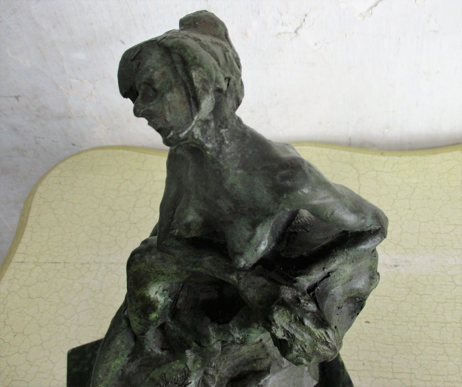 Bc Zheng Bronze Statue Sculpture Marble Base Nude Female Art Work Gorgeous 10.6" photo vintage