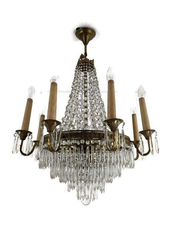 Ballroom Wedding Chandelier Gorgeous Basket Crystal Prisms 14 Lights  8 Arm Wow