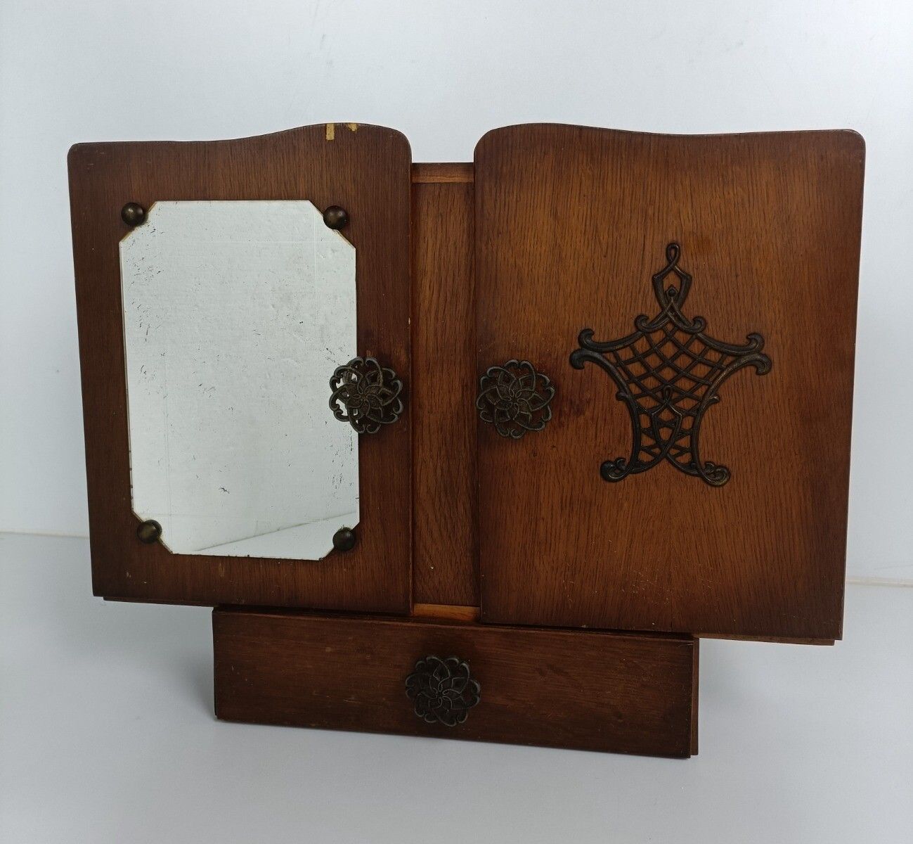 Antique Art Deco Cabinet Mirror  Kitchen Medicine Apothecary Bathroom Wall Hangi photo for sale